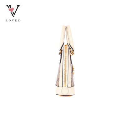 Gucci Horsebit 1995 Mini Top Handle Bag in White Leather