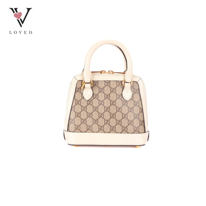 Gucci Horsebit 1995 Mini Top Handle Bag in White Leather