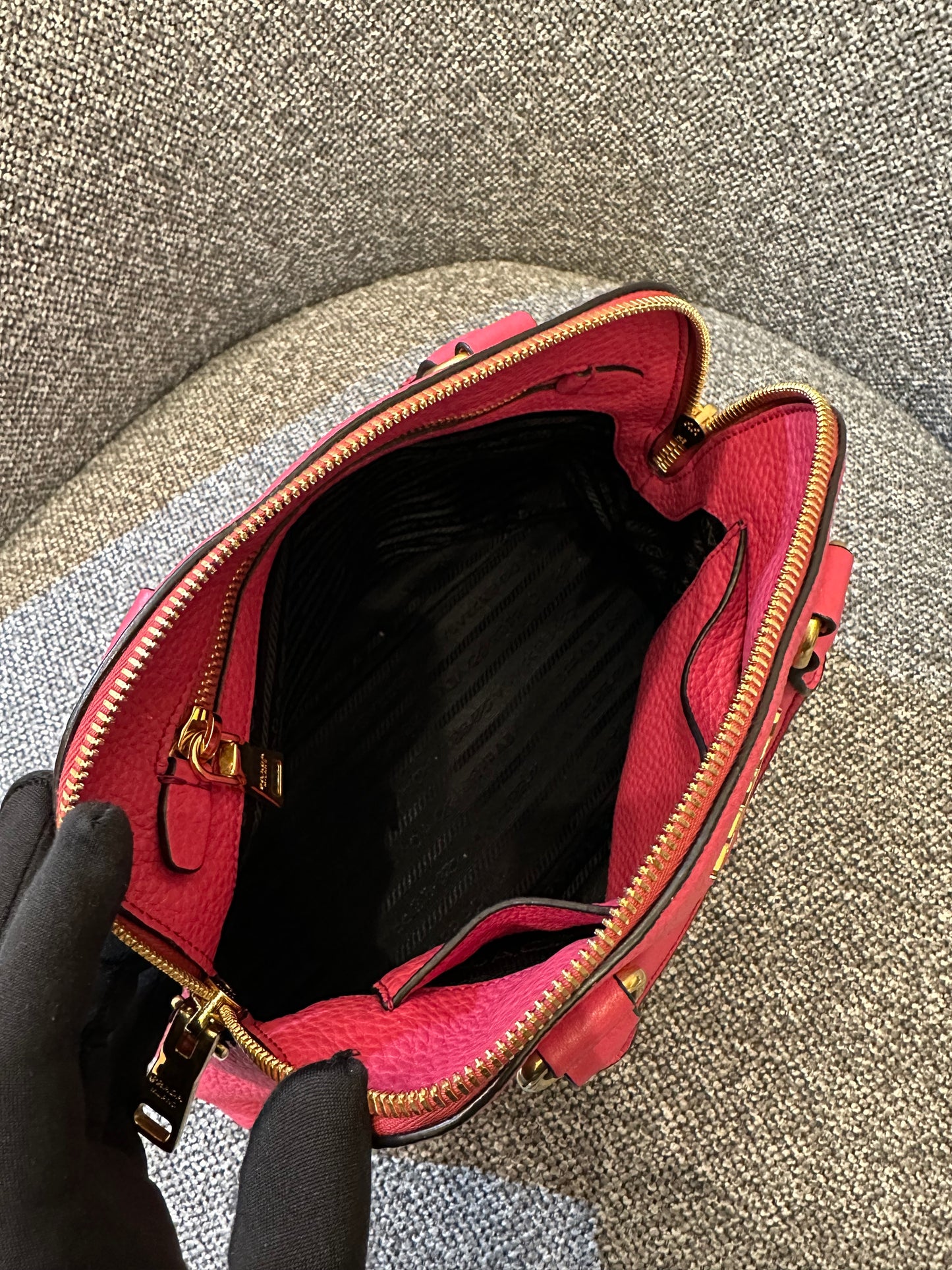 Prada Vitello Daino Dome Satchel Handbag