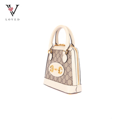 Gucci Horsebit 1995 Mini Top Handle Bag in White Leather