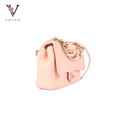Chanel Flap Bag in Light Pink Quilted Lambskin & Resin Bi-color Chain