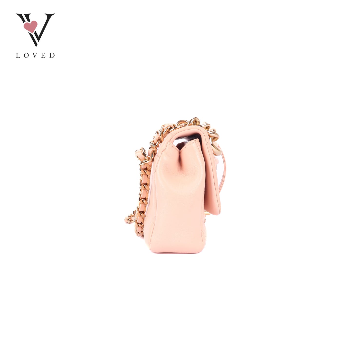 Chanel Flap Bag in Light Pink Quilted Lambskin & Resin Bi-color Chain