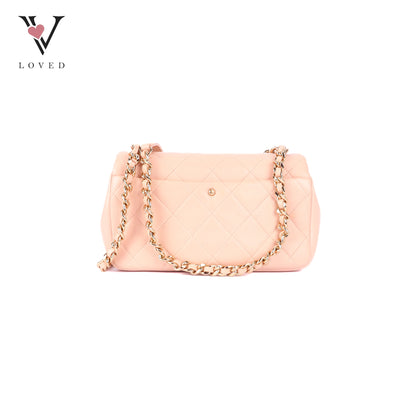 Chanel Flap Bag in Light Pink Quilted Lambskin & Resin Bi-color Chain