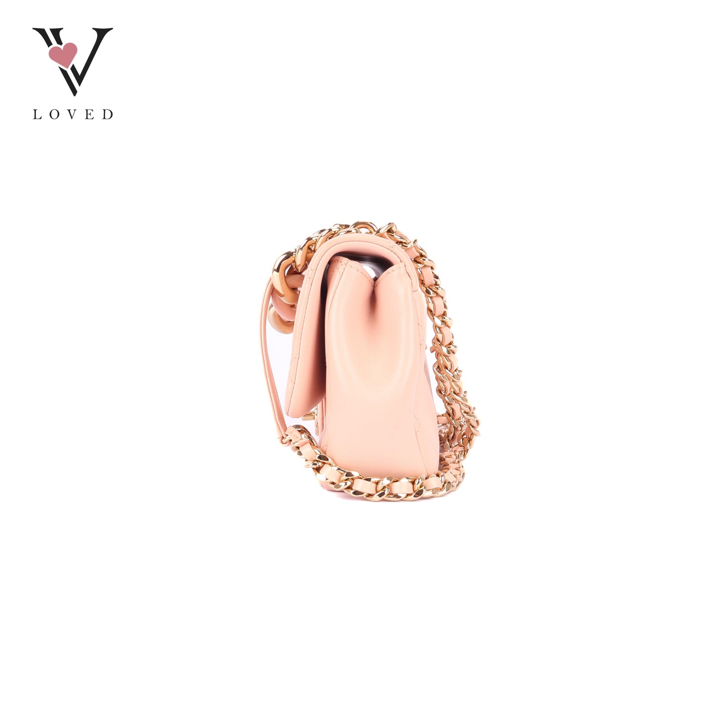 Chanel Flap Bag in Light Pink Quilted Lambskin & Resin Bi-color Chain