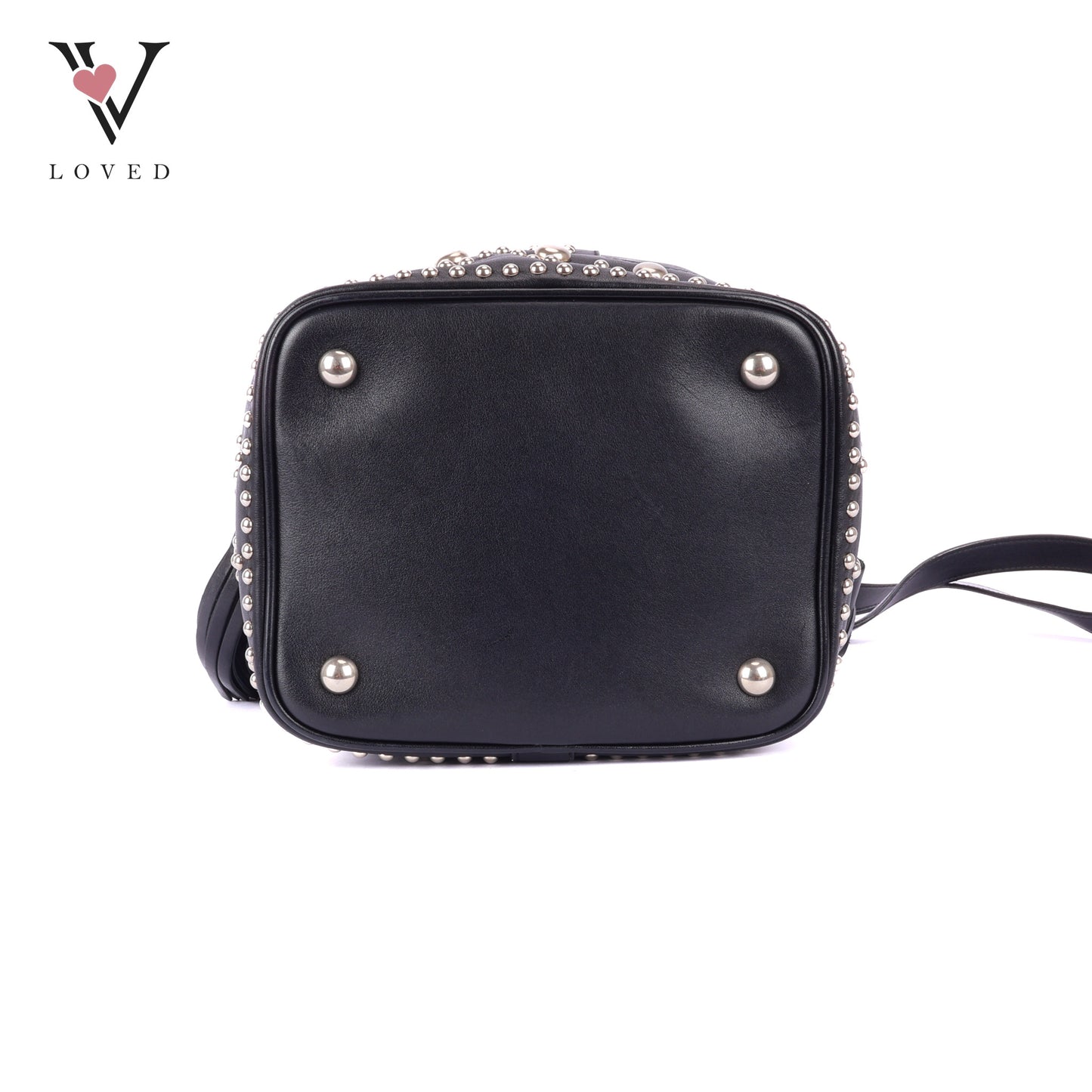 YSL	Small Y Studs Bucket Bag in Black Calfskin Leather