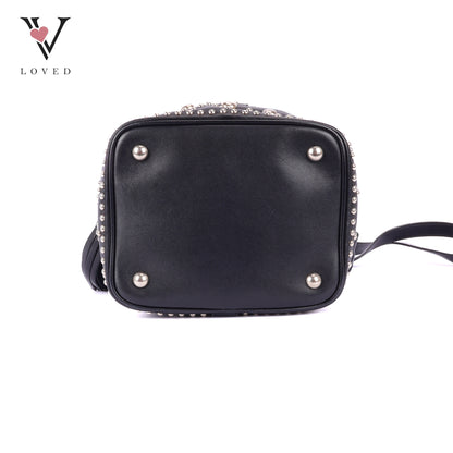 YSL	Small Y Studs Bucket Bag in Black Calfskin Leather