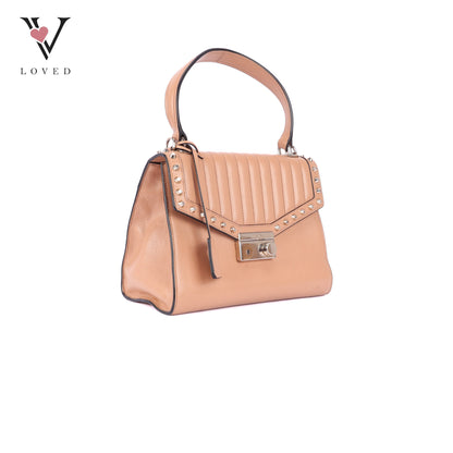 Prada Argilla Glacé Studded Top Handle Bag in Calfskin Leather