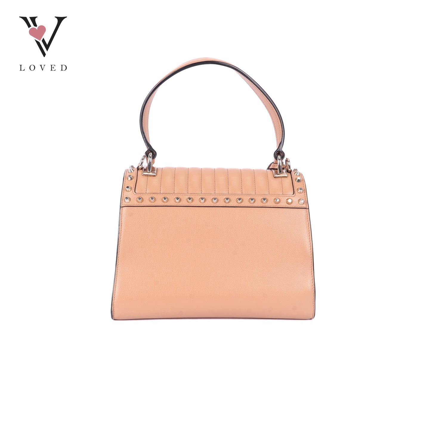 Prada Argilla Glacé Studded Top Handle Bag in Calfskin Leather