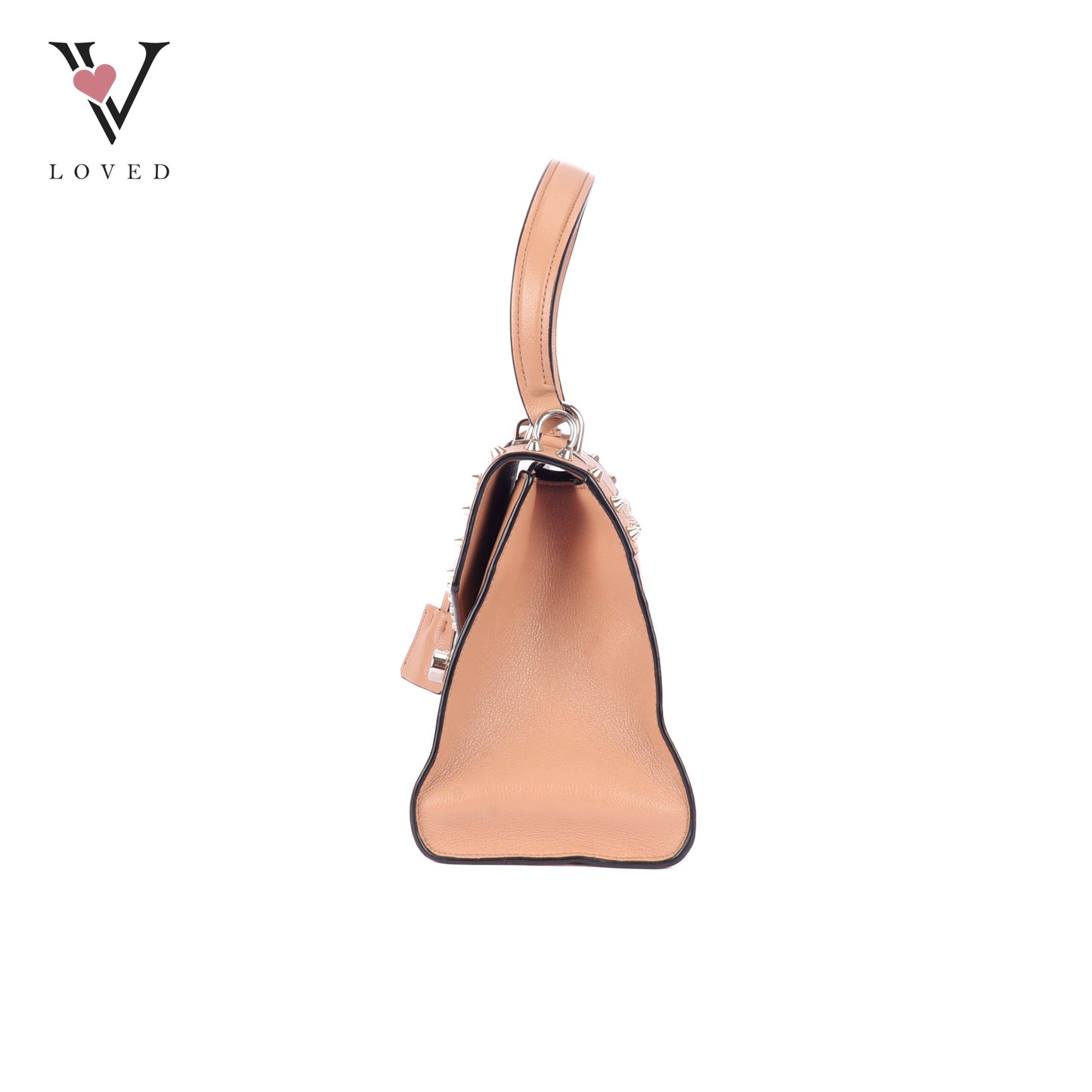 Prada Argilla Glacé Studded Top Handle Bag in Calfskin Leather