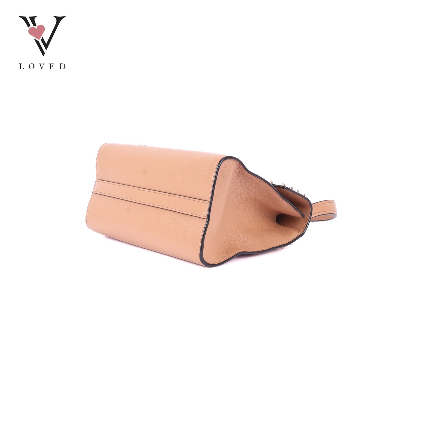 Prada Argilla Glacé Studded Top Handle Bag in Calfskin Leather