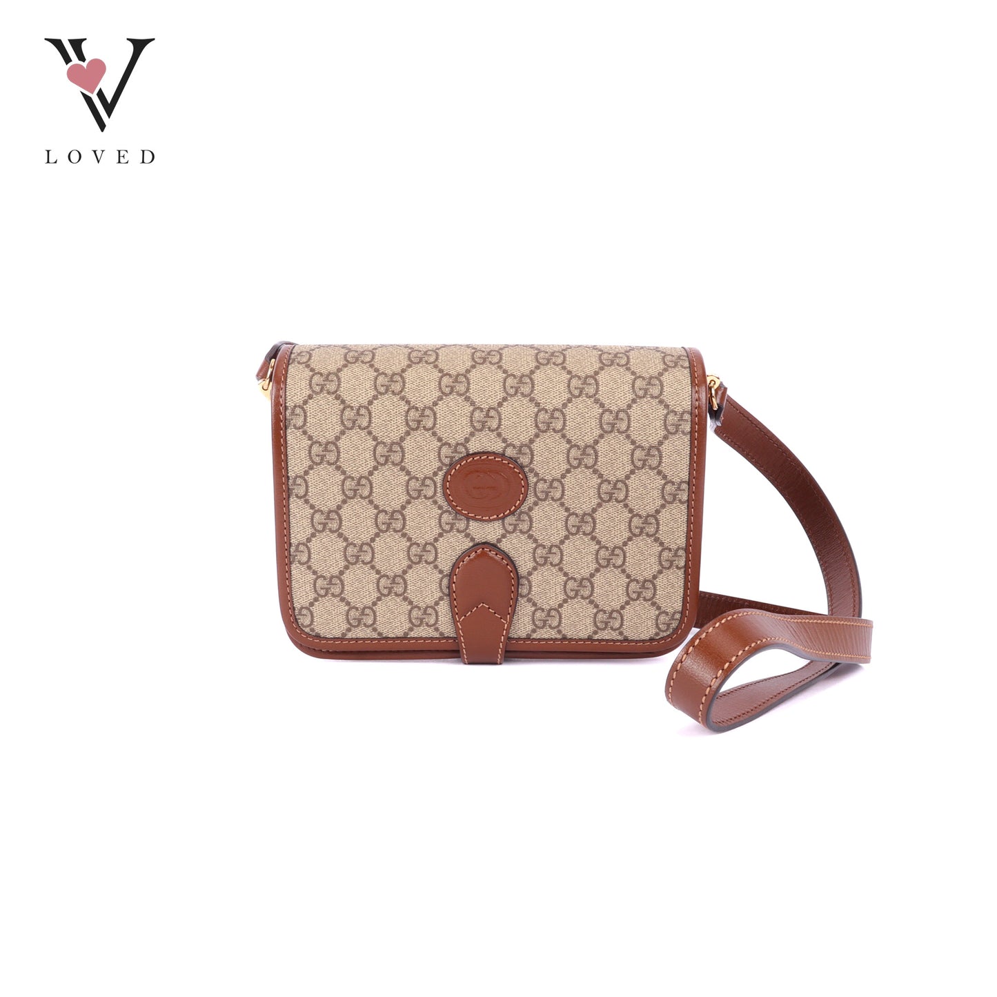 Gucci GG Supreme Mini Retro Interlocking G Flap in Azalea Calfskin Leather
