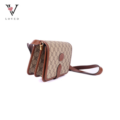 Gucci GG Supreme Mini Retro Interlocking G Flap in Azalea Calfskin Leather