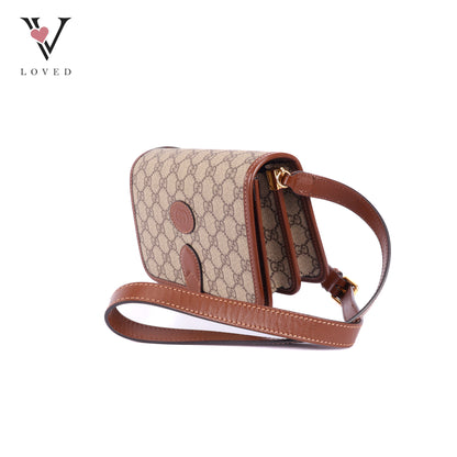 Gucci GG Supreme Mini Retro Interlocking G Flap in Azalea Calfskin Leather