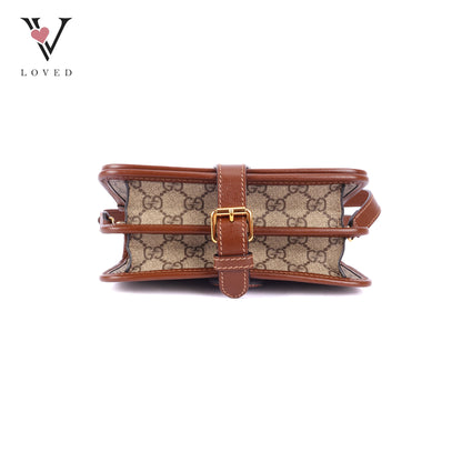 Gucci GG Supreme Mini Retro Interlocking G Flap in Azalea Calfskin Leather