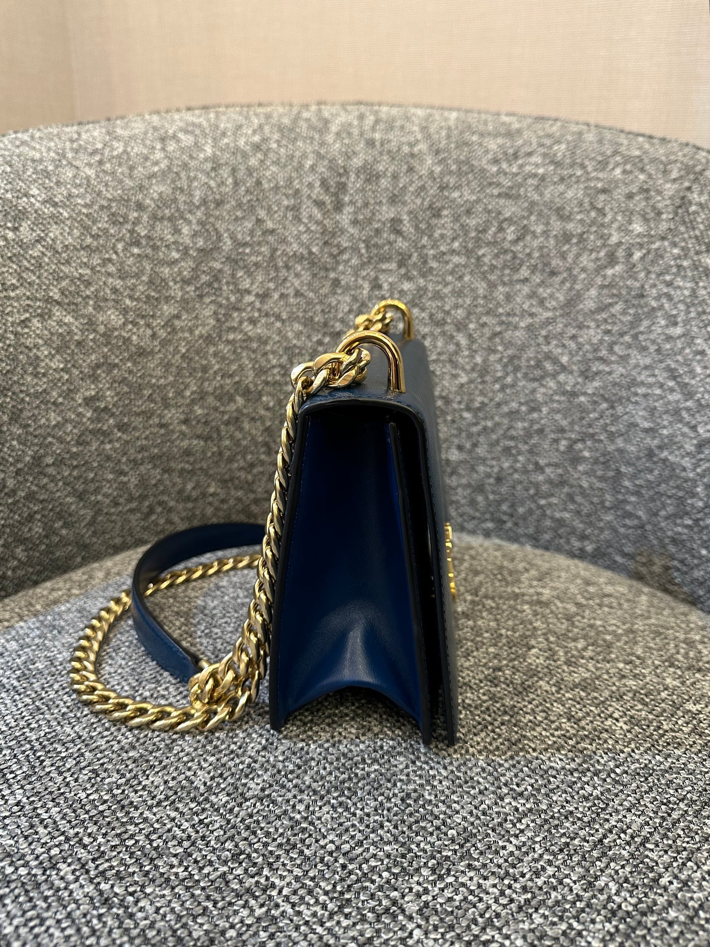 Prada Saffiano Chain Shoulder Bag in Blue-Green