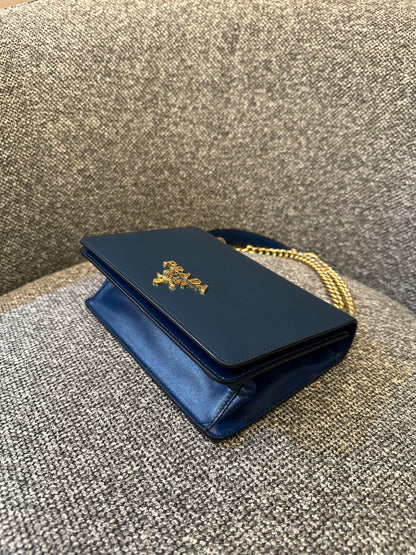Prada Saffiano Chain Shoulder Bag in Blue-Green