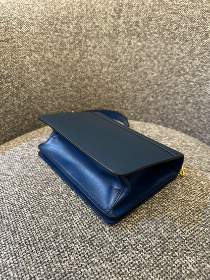 Prada Saffiano Chain Shoulder Bag in Blue-Green