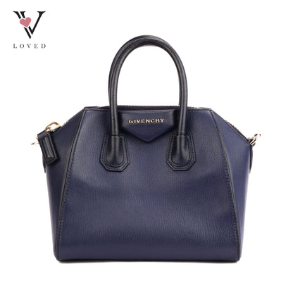 Givenchy Antigona Bag In Navy Blue Grained Leather