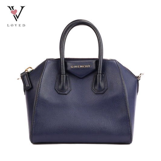 Givenchy Antigona Bag In Navy Blue Grained Leather