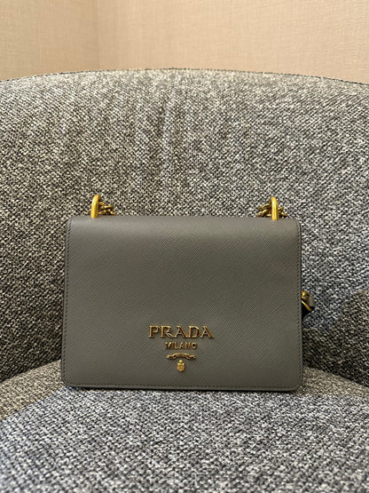 Prada Saffiano Chain Shoulder Bag in Grey