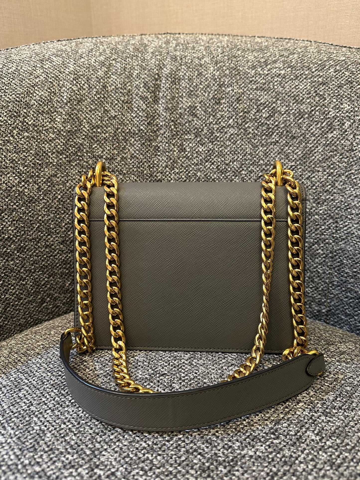 Prada Saffiano Chain Shoulder Bag in Grey