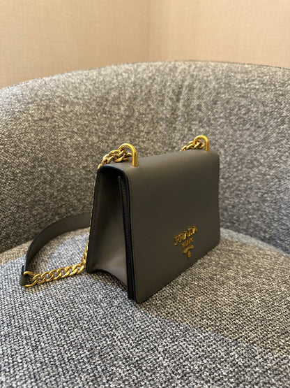 Prada Saffiano Chain Shoulder Bag in Grey