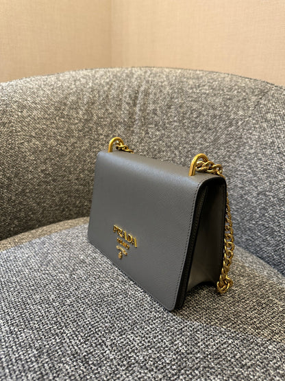 Prada Saffiano Chain Shoulder Bag in Grey