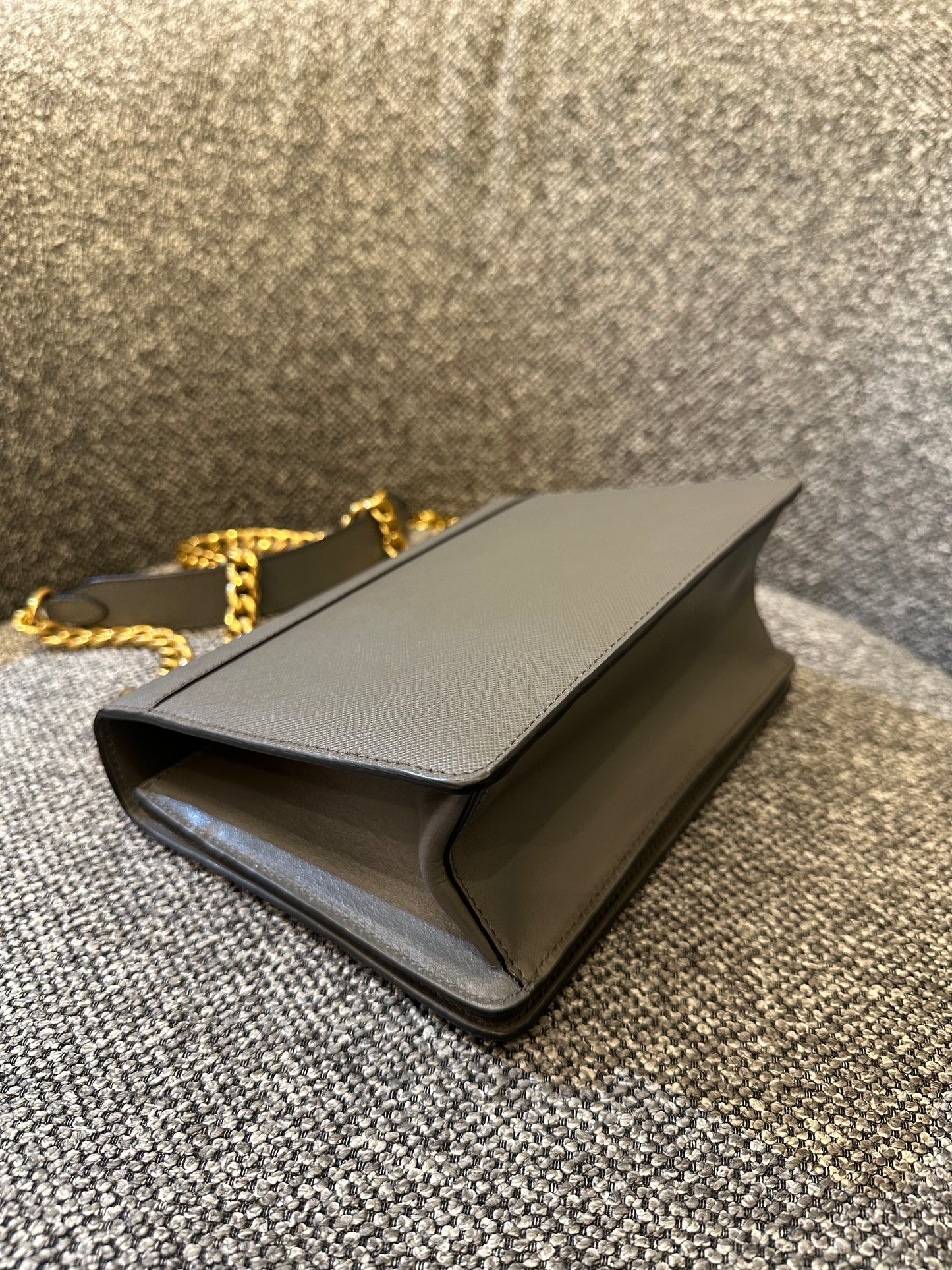 Prada Saffiano Chain Shoulder Bag in Grey