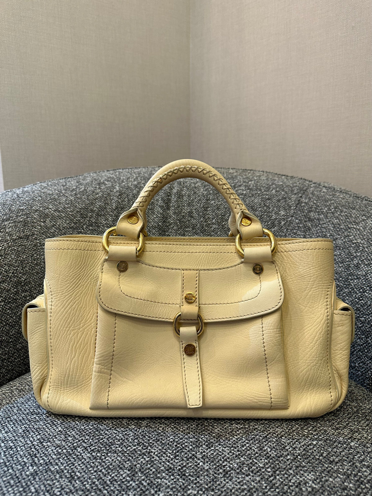 Celine Boogie Handbag in Light Yellow Leather