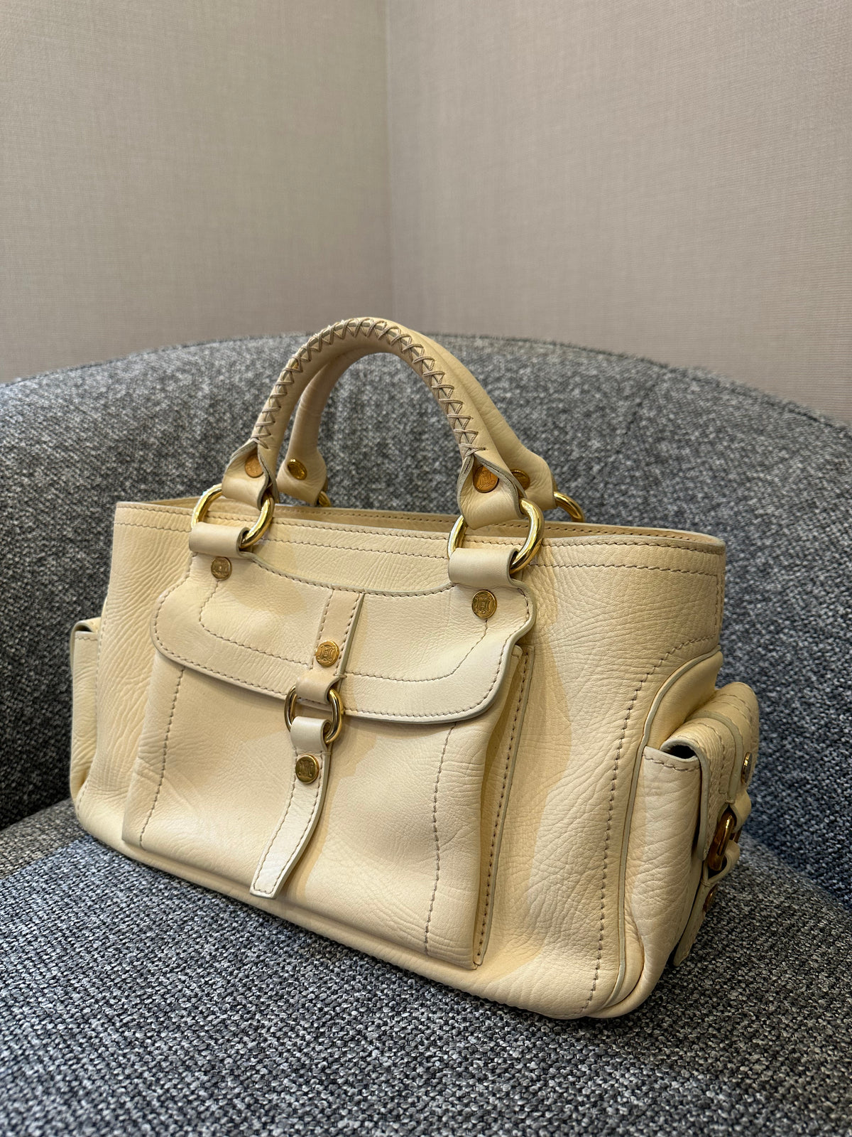 Celine Boogie Handbag in Light Yellow Leather