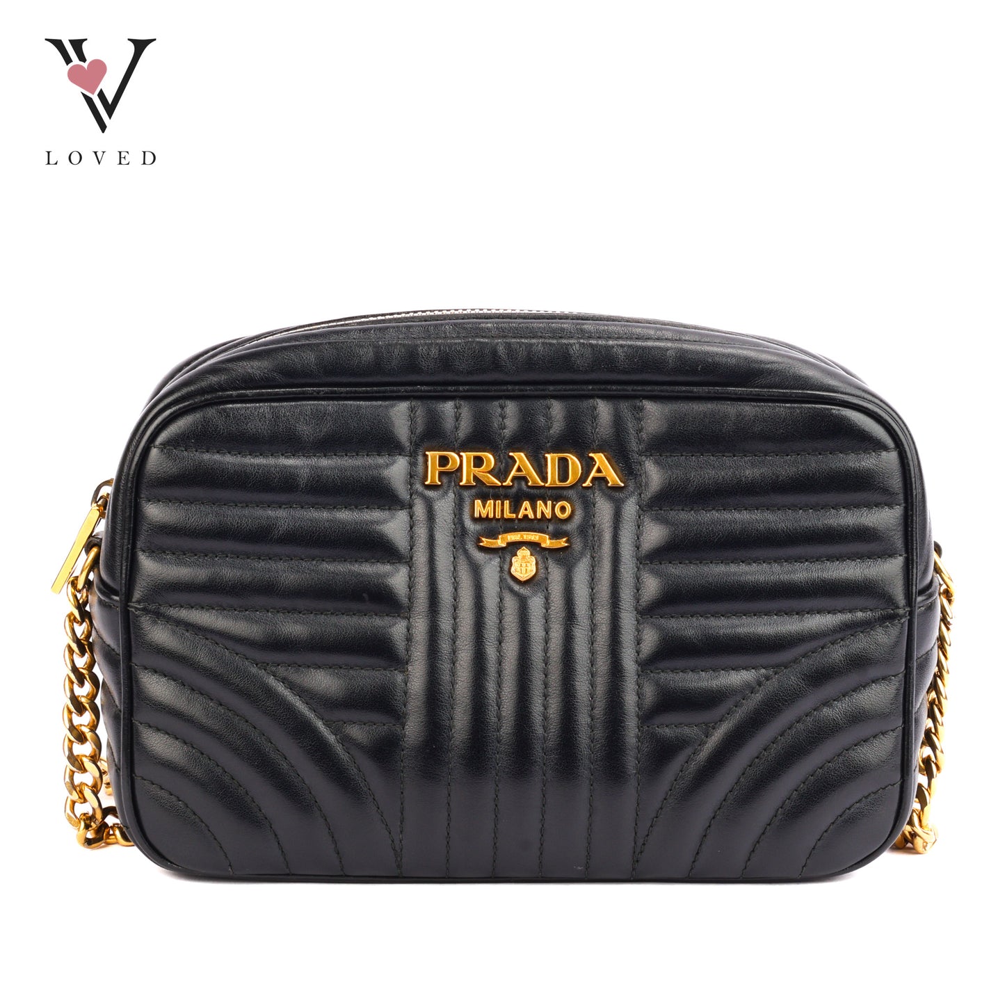 Prada Diagramme Camera Bag In Black Leather
