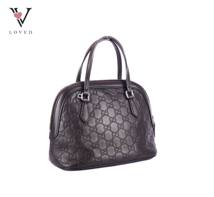 Gucci Guccissima Dome Satchel in Brown Leather