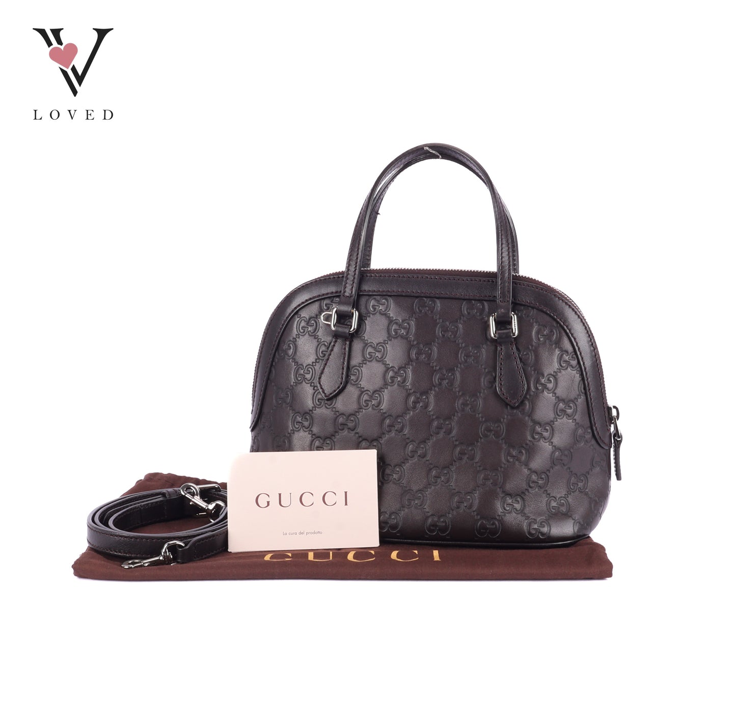 Gucci Guccissima Dome Satchel in Brown Leather