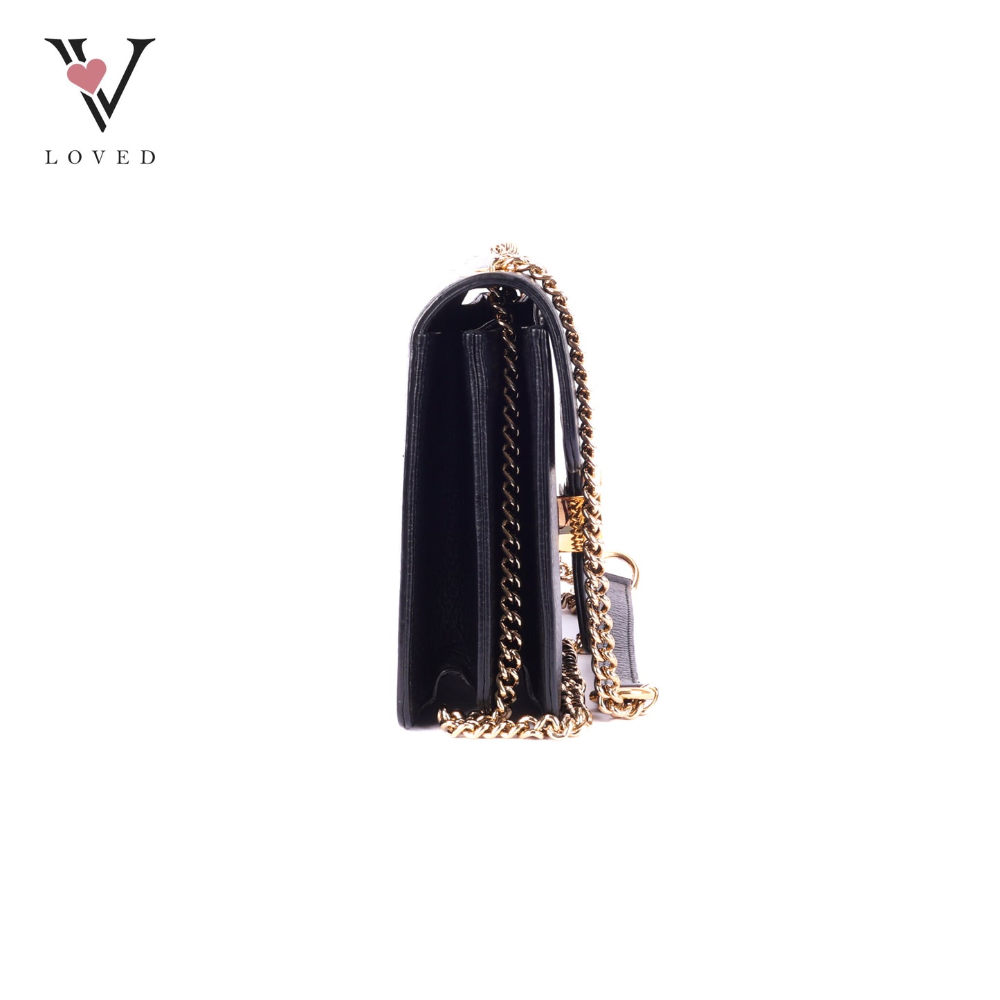 Gucci Dollar Interlocking GG Shoulder Bag in Black Grained Leather