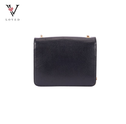 Gucci Dollar Interlocking GG Shoulder Bag in Black Grained Leather