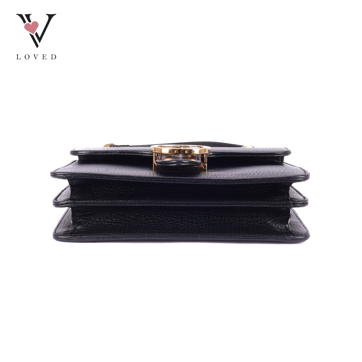 Gucci Dollar Interlocking GG Shoulder Bag in Black Grained Leather