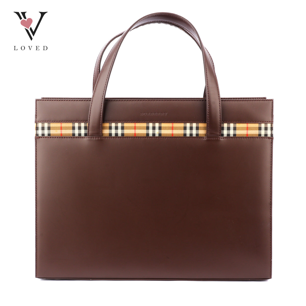 Burberry Nova Check Trimmed Leather Handbag
