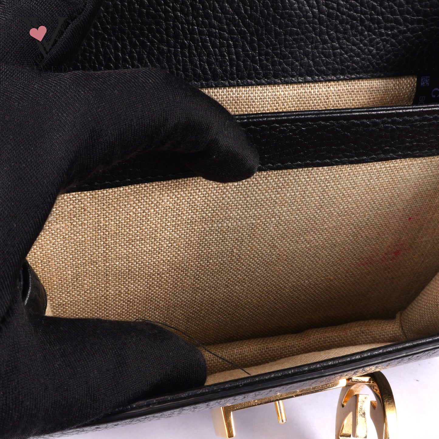 Gucci Dollar Interlocking GG Shoulder Bag in Black Grained Leather