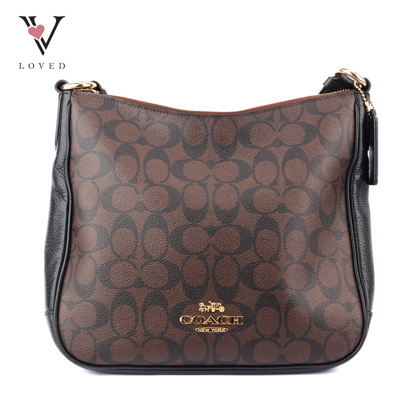 Coach Ellie File Bag In Brown and Black Signature Canvas
