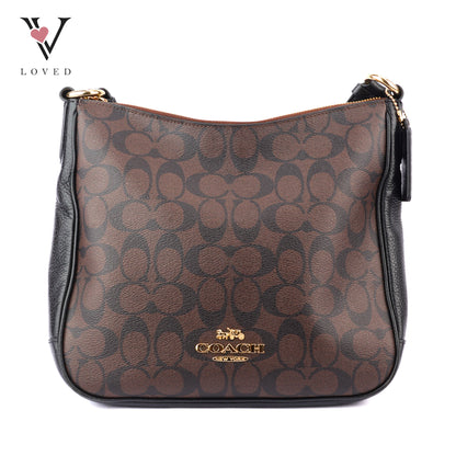 Coach Ellie File Bag In Brown and Black Signature Canvas