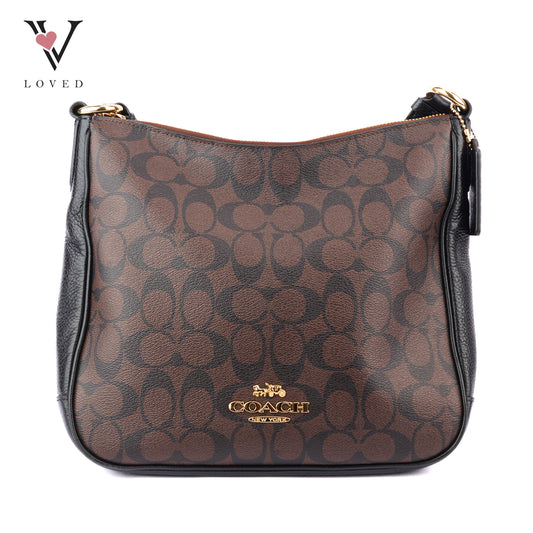 Coach Ellie File Bag In Brown and Black Signature Canvas