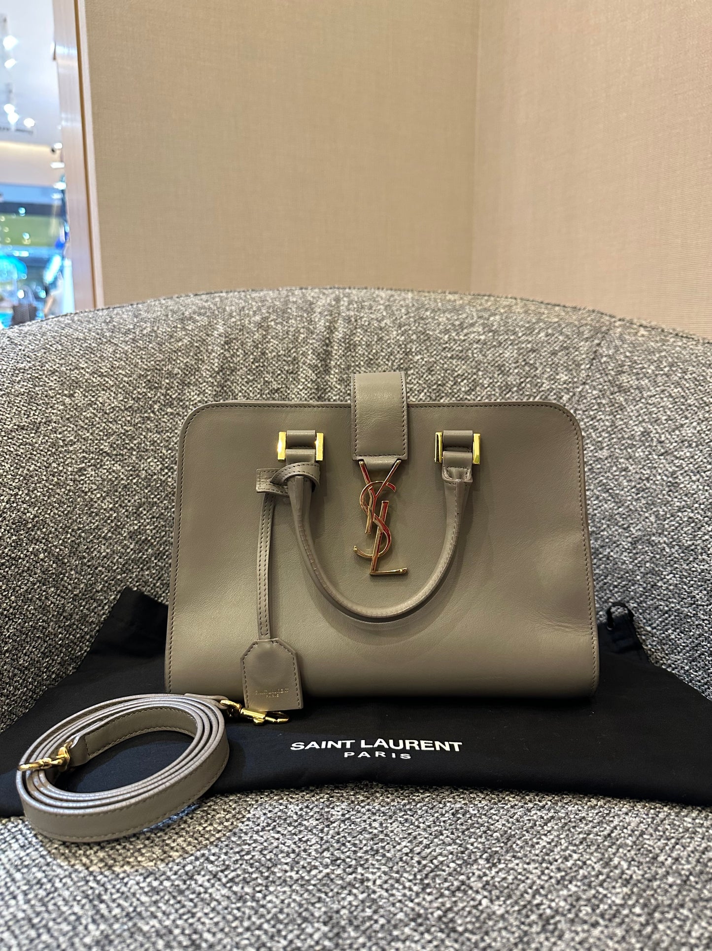 Yves Saint Laurent Cabas Small In Gray Leather