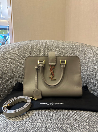 Yves Saint Laurent Cabas Small In Gray Leather