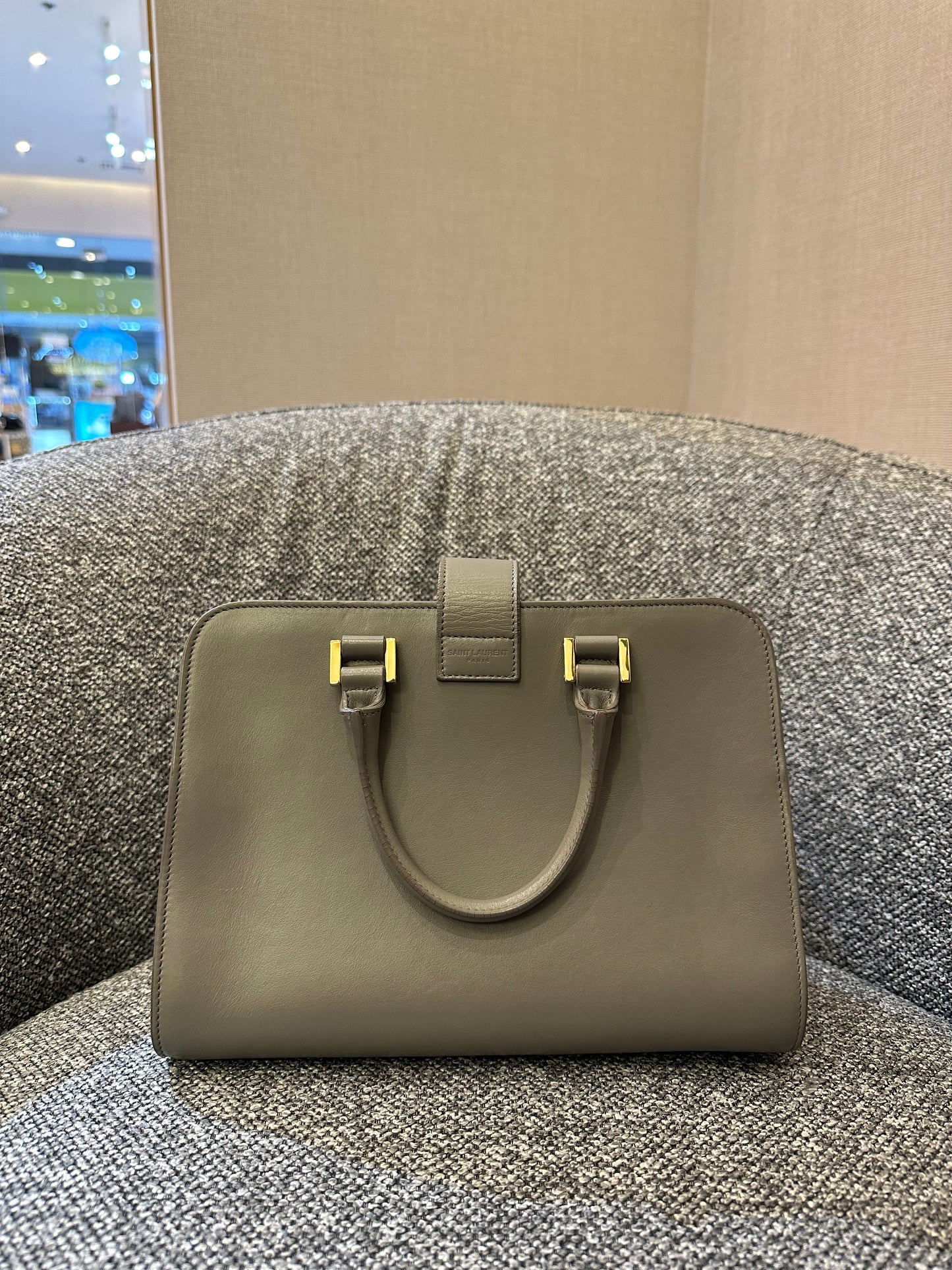Yves Saint Laurent Cabas Small In Gray Leather
