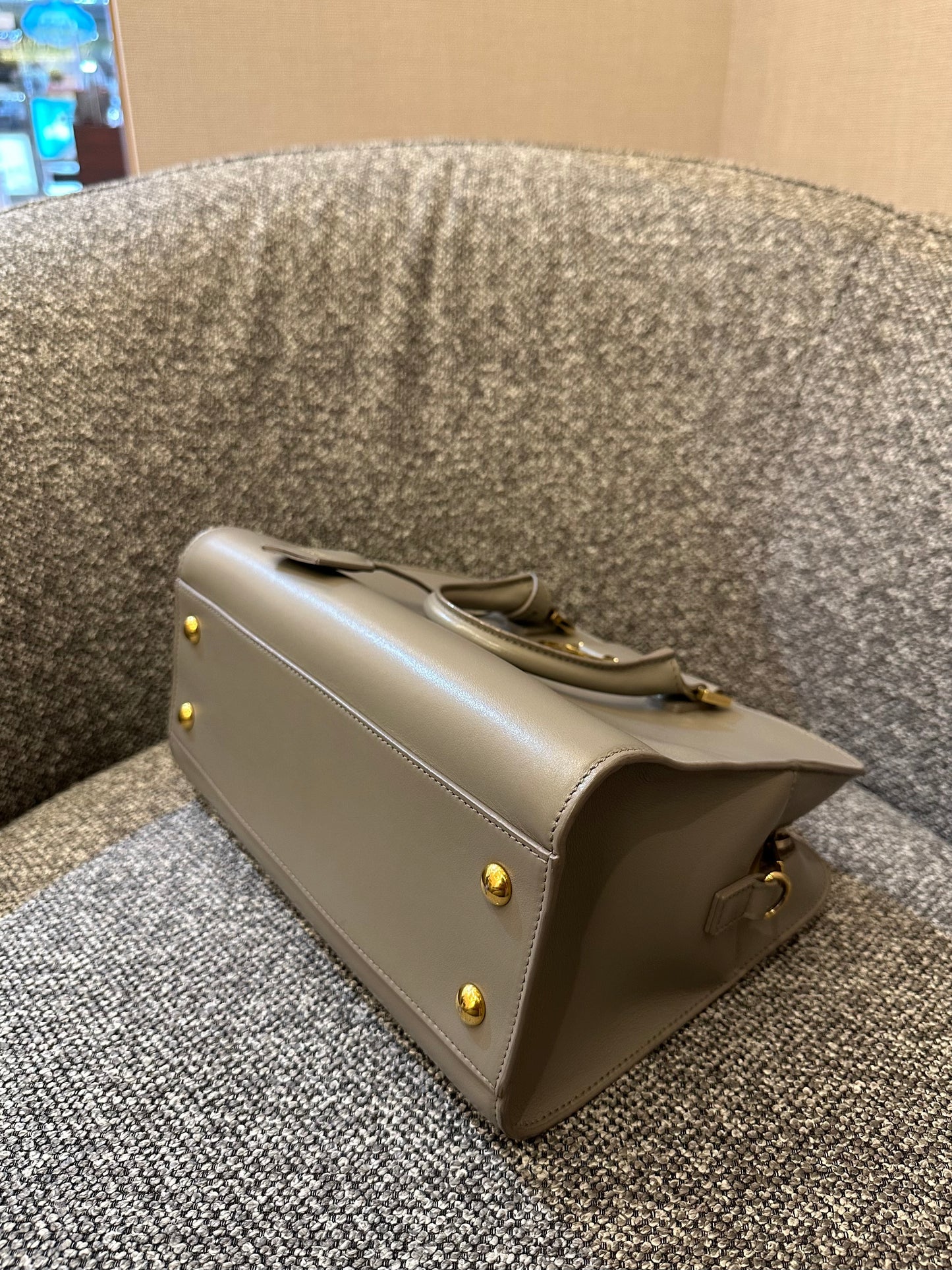 Yves Saint Laurent Cabas Small In Gray Leather