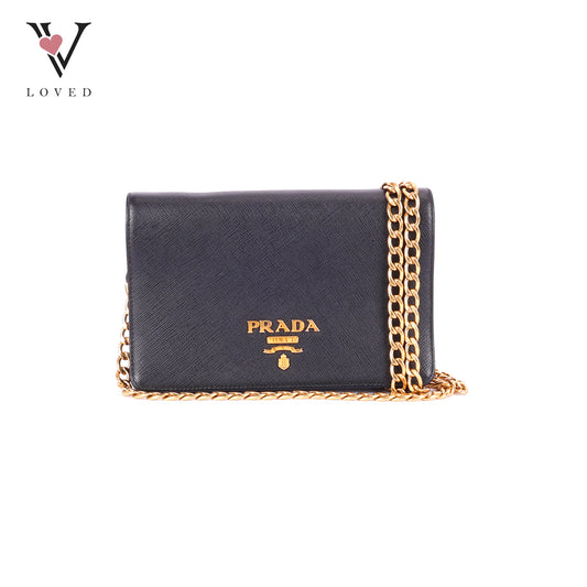 Prada Logo-Lettering Saffiano Leather Shoulder Bag