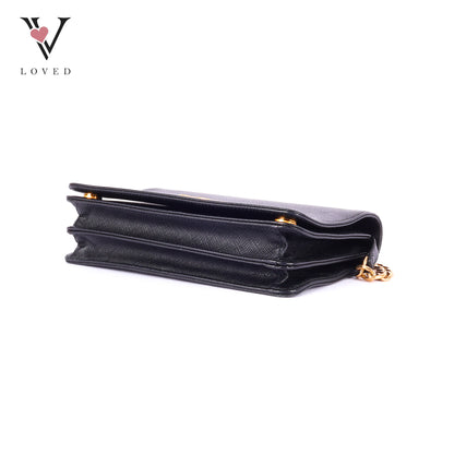 Prada Logo-Lettering Saffiano Leather Shoulder Bag