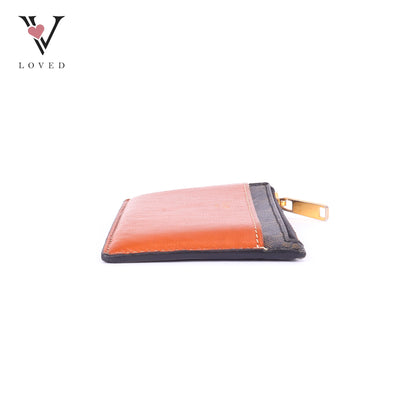 Celine Zipped Card Holder in Triomphe Canvas and Lambskin Leather