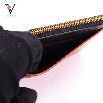 Celine Zipped Card Holder in Triomphe Canvas and Lambskin Leather