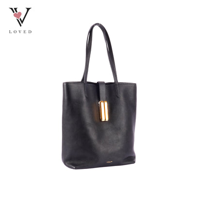 Demellier Vancouver Black Smooth Leather Tote Bag